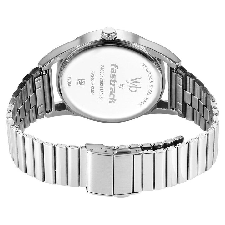 Fastrack Vyb Horizon Quartz Analog Blue Dial Silver Metal Strap Watch For Guys FV30006SM01W