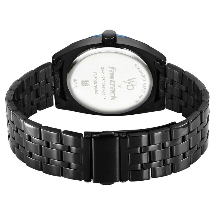 Fastrack Vyb Arcane Quartz Analog Blue Dial Black Color Metal Strap Watch For Guys FV30007KM02W