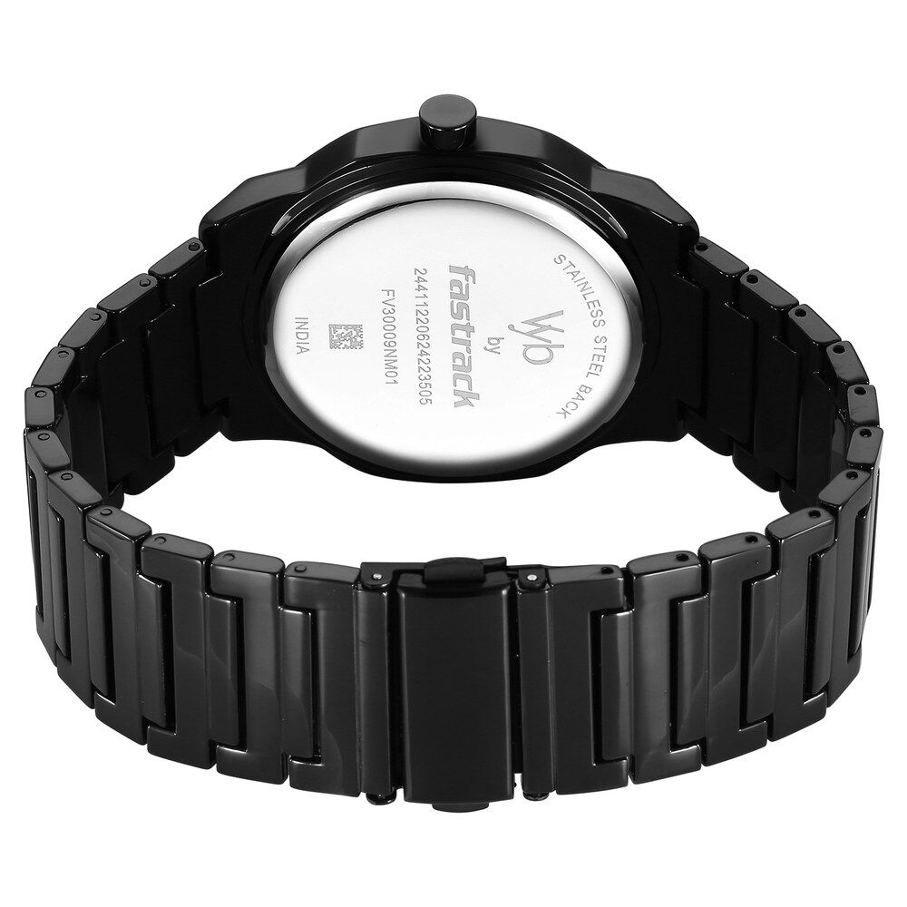 Fastrack Vyb Quest Quartz Analog Black Dial Black Metal Strap Watch For Guys FV30009NM01W