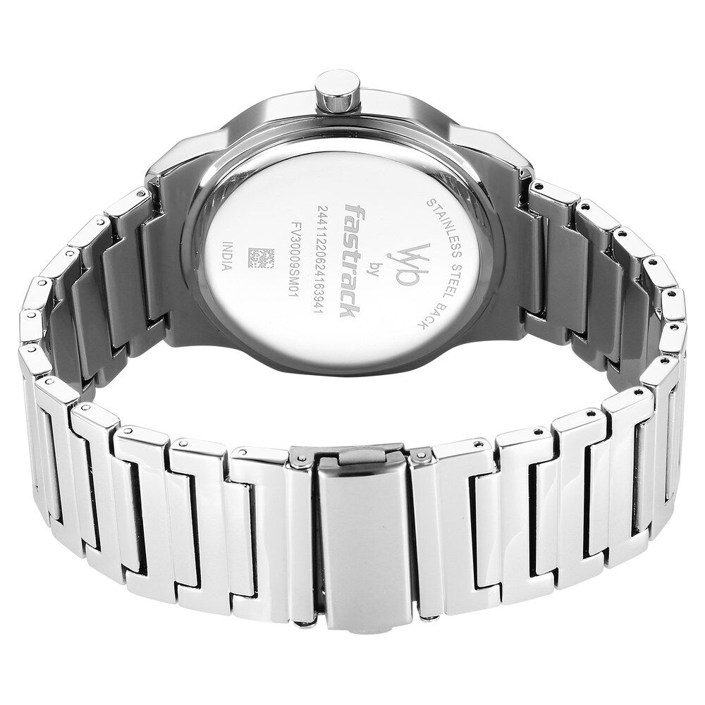 Fastrack Vyb Quest Quartz Analog Blue Dial Silver Color Metal Strap Watch For Guys FV30009SM01W