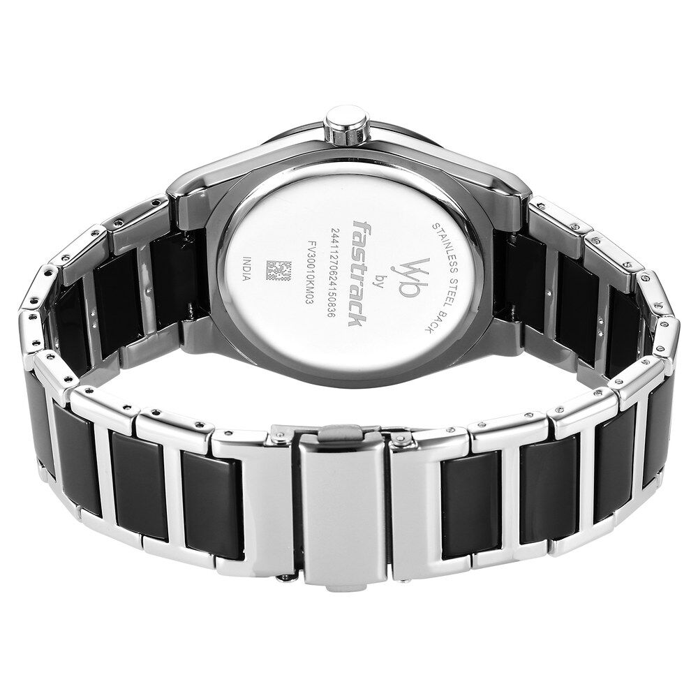 Fastrack Vyb Nimbus Quartz Analog Black Dial Two Toned Color Metal Strap Watch For Guys FV30010KM03W
