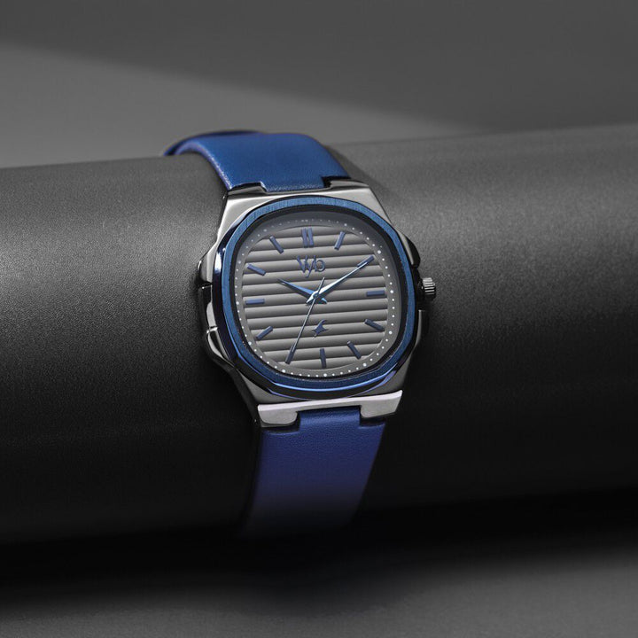 Fastrack Vyb Drift Quartz Analog Grey Dial Blue Color Leather Strap Watch For Guys FV30011KL01W