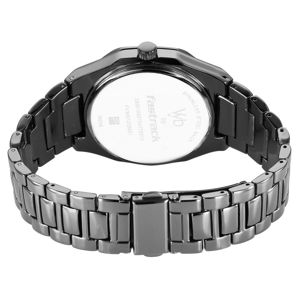 Fastrack Vyb Limitless Quartz Analog Blue Dial Grey Color Metal Strap Watch For Guys FV30012QM01W