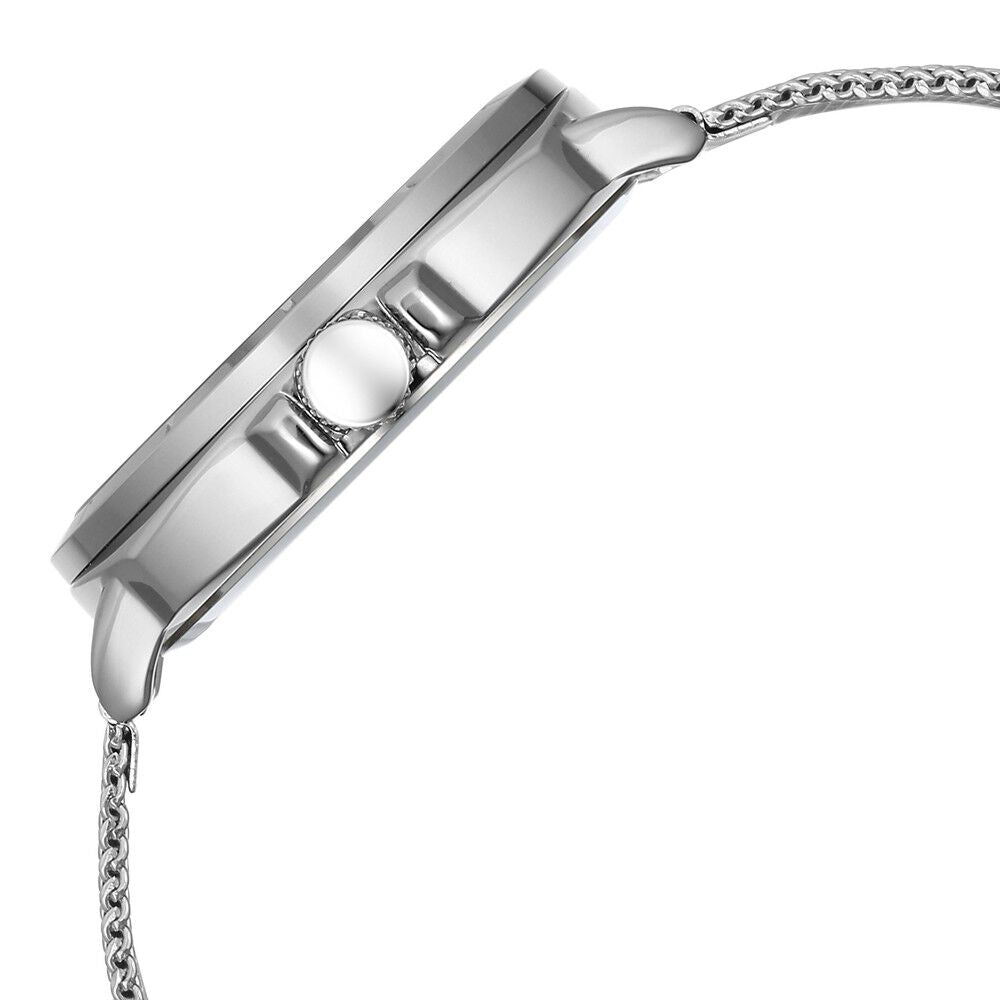 Fastrack Vyb Pioneer Quartz Analog Silver Dial Silver Metal Strap Watch For Guys FV30014SM01W