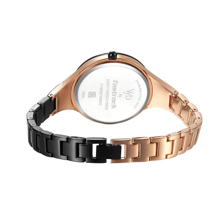 Fastrack Vyb Striker Quartz Analog Rose Gold Dial Metal Strap Watch for Girls FV60001KM02W