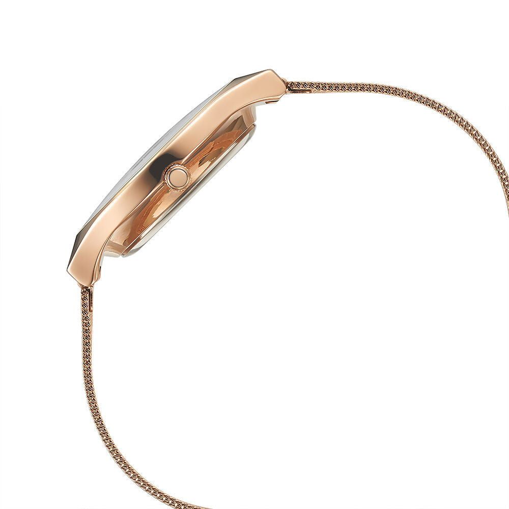 Fastrack Vyb Successor Quartz Analog Rose Gold Dial Stainless Steel Strap Watch for Girls FV60002WM01W