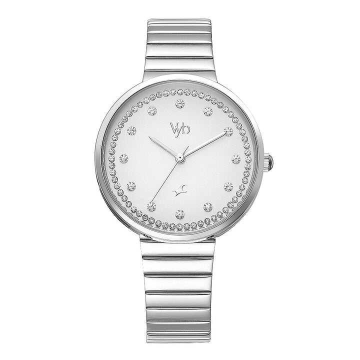Fastrack Vyb Mirage Quartz Analog Silver Dial Stainless Steel Strap Watch for Girls FV60003SM01W