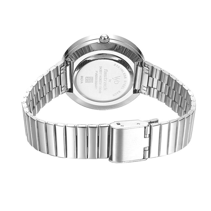 Fastrack Vyb Mirage Quartz Analog Silver Dial Stainless Steel Strap Watch for Girls FV60003SM01W