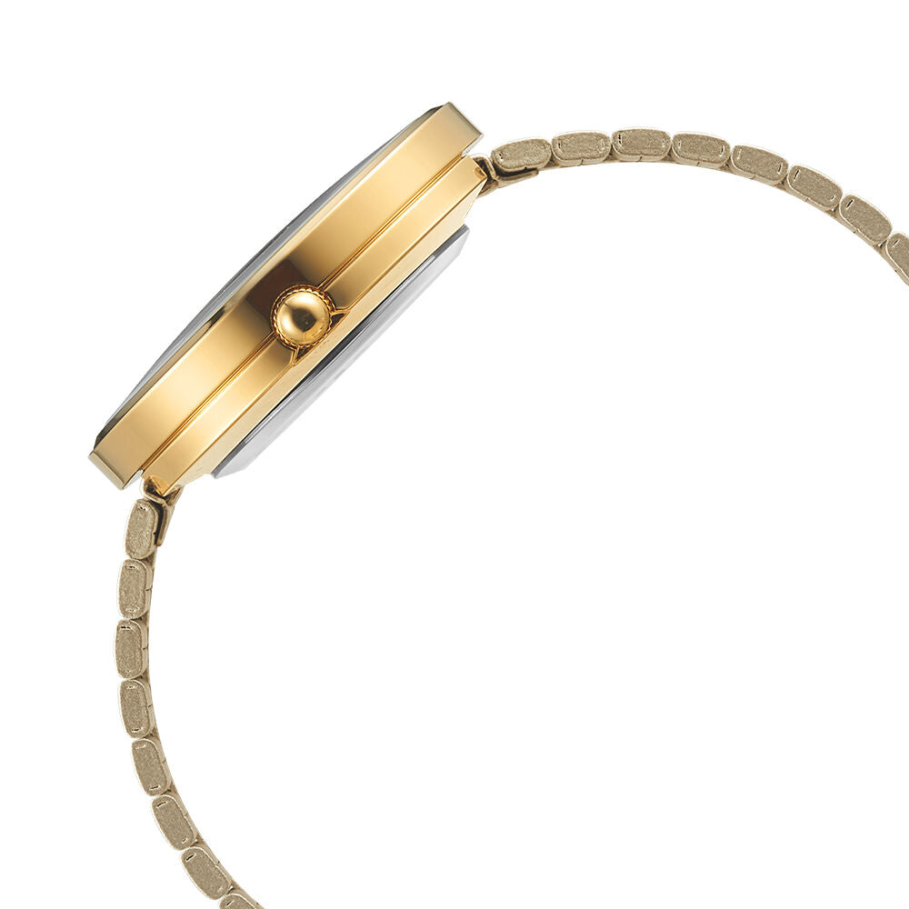 Fastrack Vyb Mirage Quartz Analog Golden Dial Stainless Steel Strap Watch for Girls FV60003YM01W