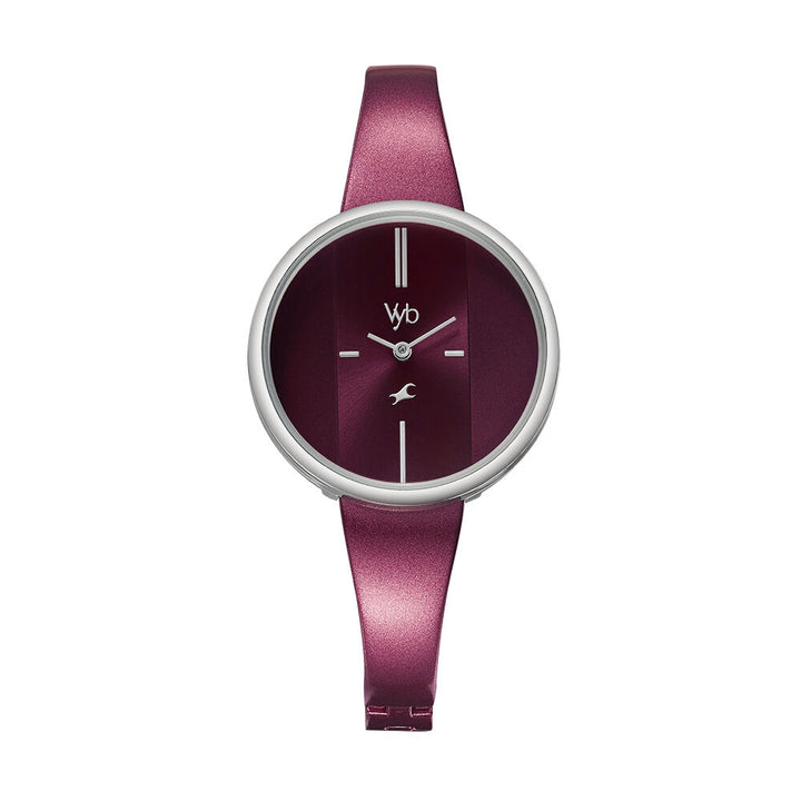 Fastrack Vyb Siren Quartz Analog Maroon Dial Metal Strap Watch for Girls FV60004KM01W