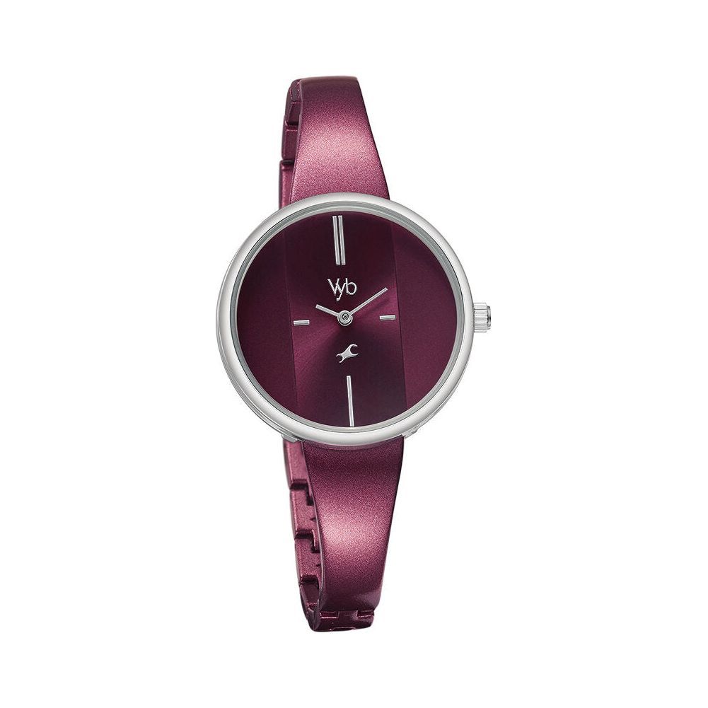 Fastrack Vyb Siren Quartz Analog Maroon Dial Metal Strap Watch for Girls FV60004KM01W