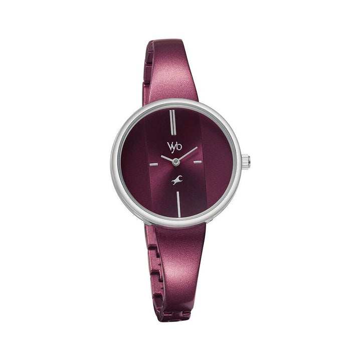 Fastrack Vyb Siren Quartz Analog Maroon Dial Metal Strap Watch for Girls FV60004KM01W