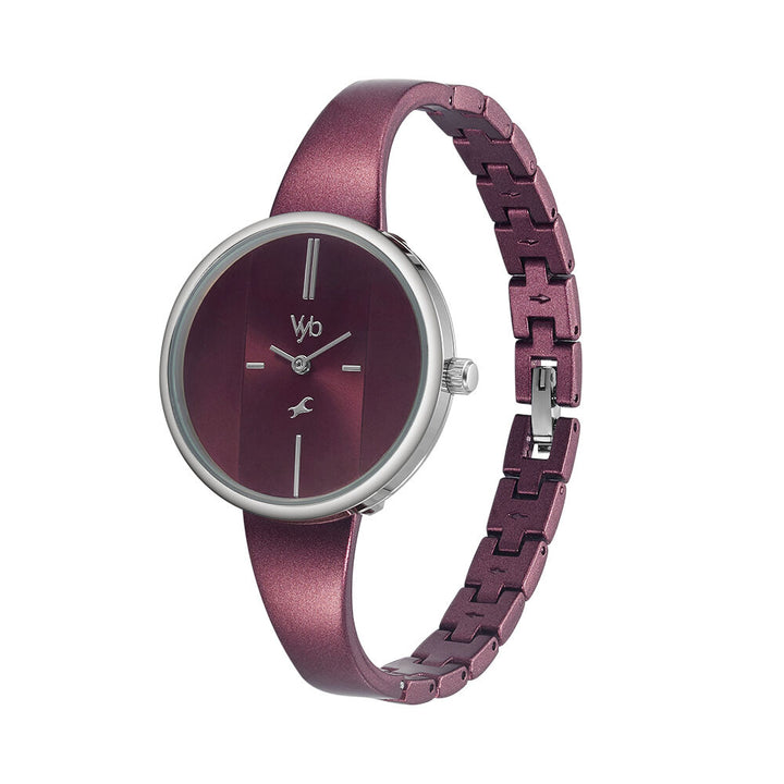 Fastrack Vyb Siren Quartz Analog Maroon Dial Metal Strap Watch for Girls FV60004KM01W