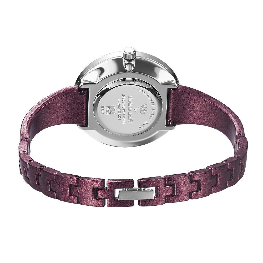Fastrack Vyb Siren Quartz Analog Maroon Dial Metal Strap Watch for Girls FV60004KM01W