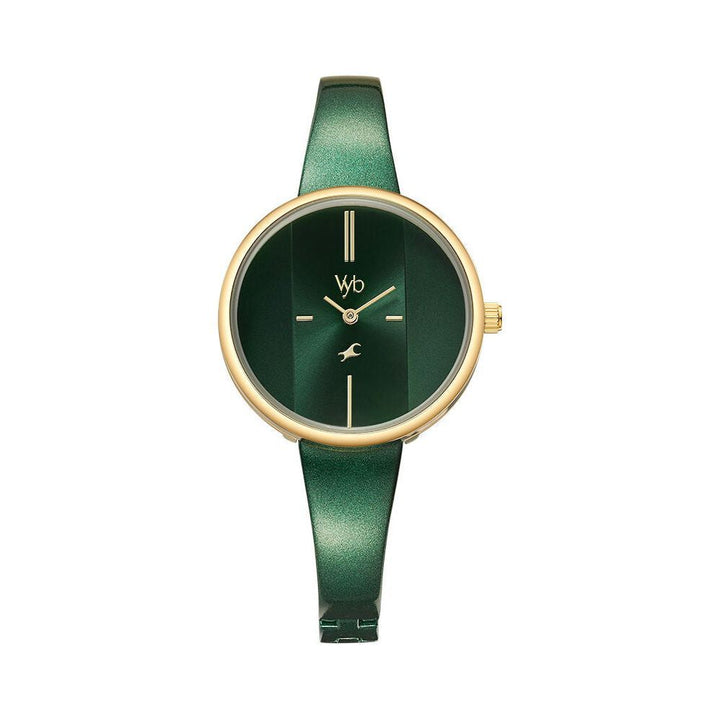 Fastrack Vyb Siren Quartz Analog Green Dial Metal Strap Watch for Girls FV60004KM02W