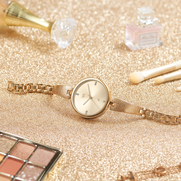 Fastrack Vyb Diva Quartz Analog Rose Gold Dial Metal Strap Watch for Girls FV60005WM01W