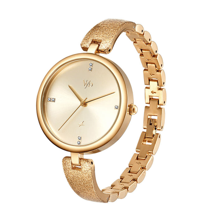 Fastrack Vyb Diva Quartz Analog Rose Gold Dial Metal Strap Watch for Girls FV60005WM01W