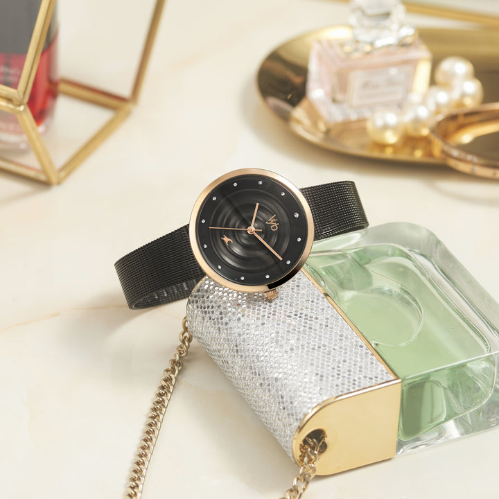 Fastrack Vyb Manifester Quartz Analog Black Dial Stainless Steel Strap Watch for Girls FV60006KM01W