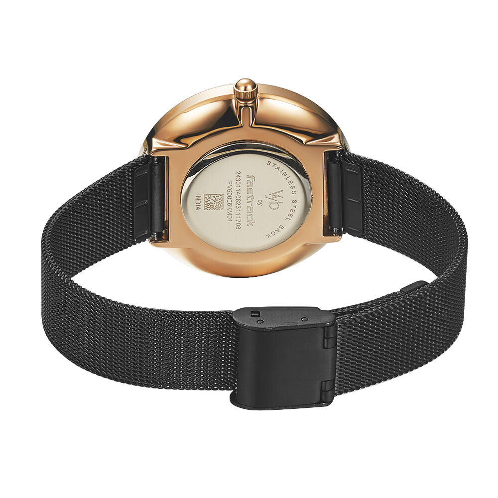 Fastrack Vyb Manifester Quartz Analog Black Dial Stainless Steel Strap Watch for Girls FV60006KM01W