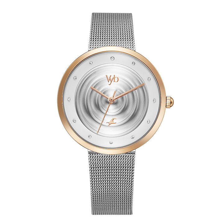 Fastrack Vyb Manifester Quartz Analog Silver Dial Stainless Steel Strap Watch for Girls FV60006KM02W