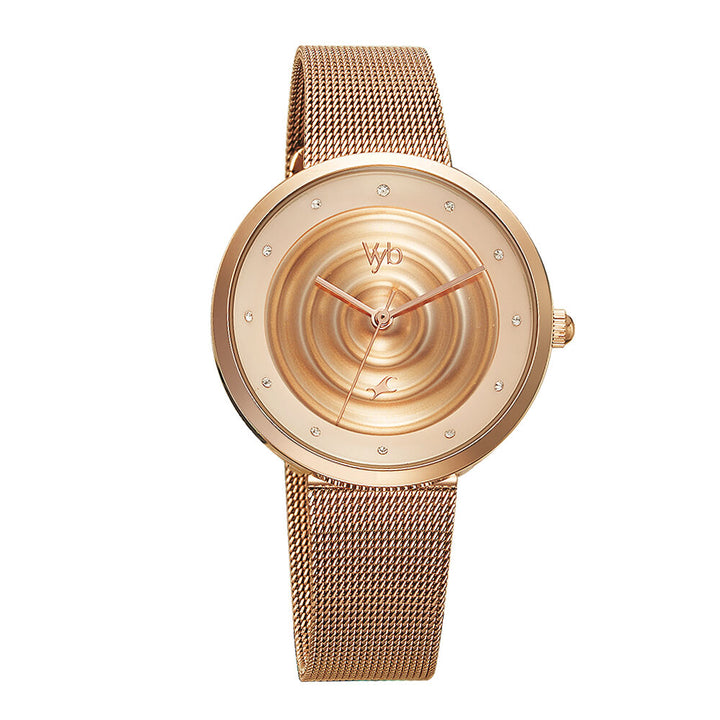 Fastrack Vyb Manifester Quartz Analog Rose Gold Dial Stainless Steel Strap Watch for Girls FV60006WM01W