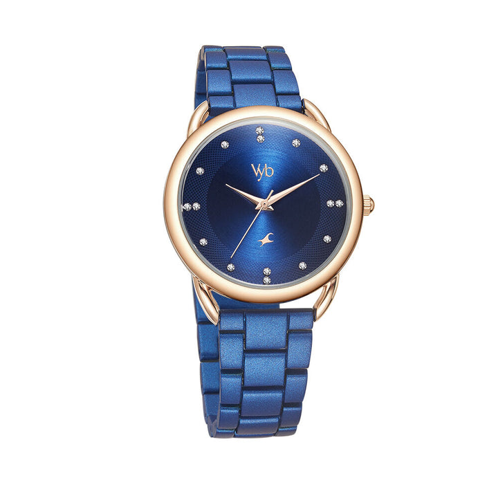 Fastrack Vyb Charmer Quartz Analog Blue Dial Stainless Steel Strap Watch for Girls FV60007KM01W