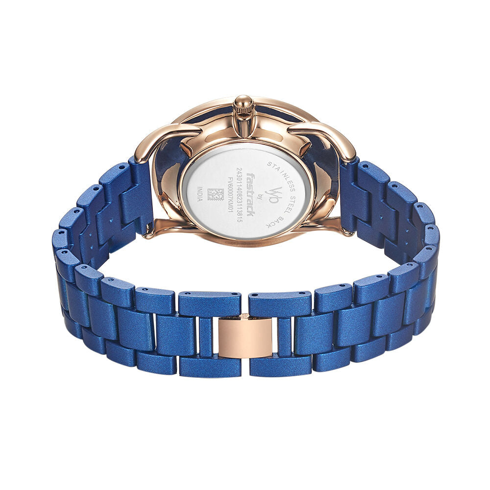 Fastrack Vyb Charmer Quartz Analog Blue Dial Stainless Steel Strap Watch for Girls FV60007KM01W