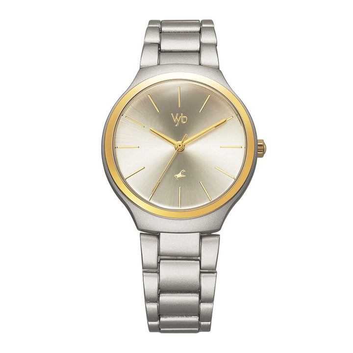 Fastrack Vyb Slayer Quartz Analog Grey Dial Metal Strap Watch for Girls FV60008KM01W