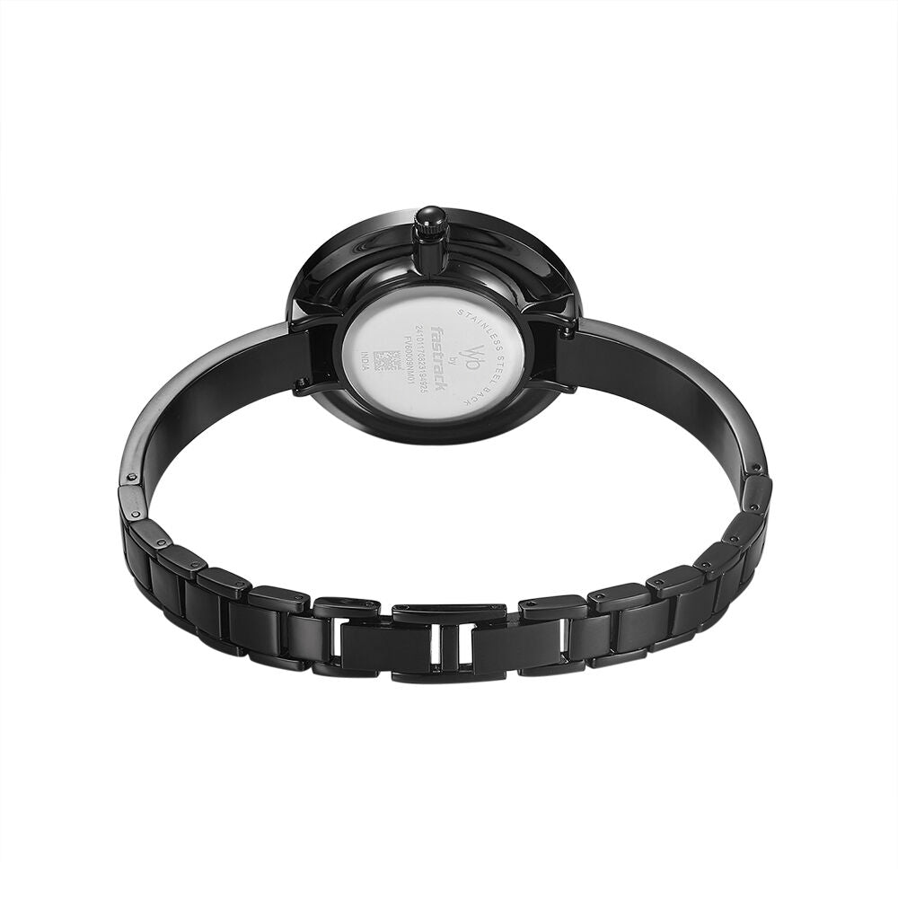 Fastrack Vyb Starlet Quartz Analog Black Dial Metal Strap Watch for Girls FV60009NM01W