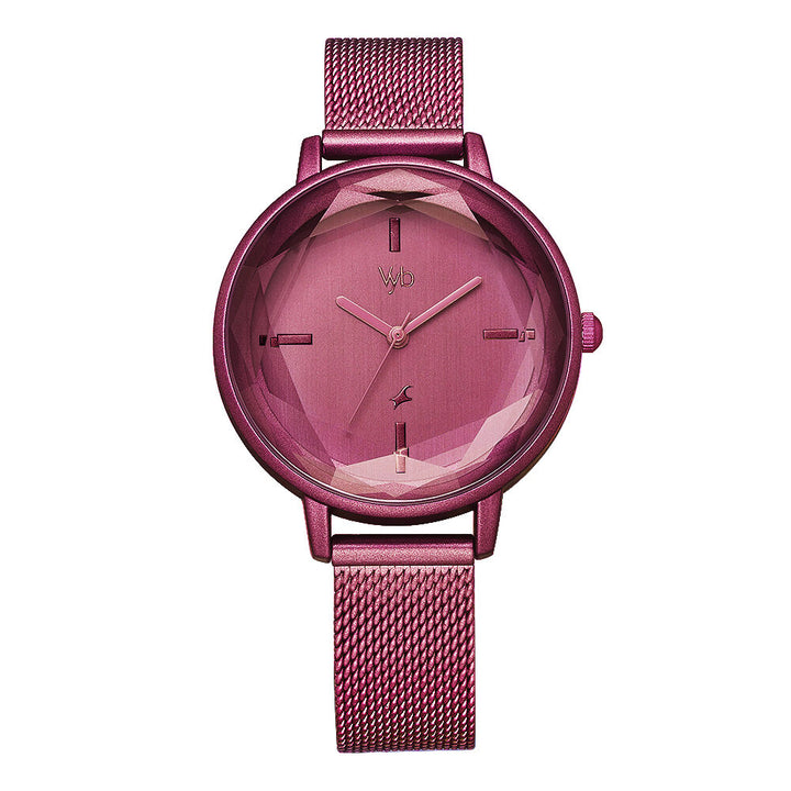 Fastrack Vyb Aurora Quartz Analog Pink Dial Stainless Steel Strap Watch for Girls FV60010QM02W
