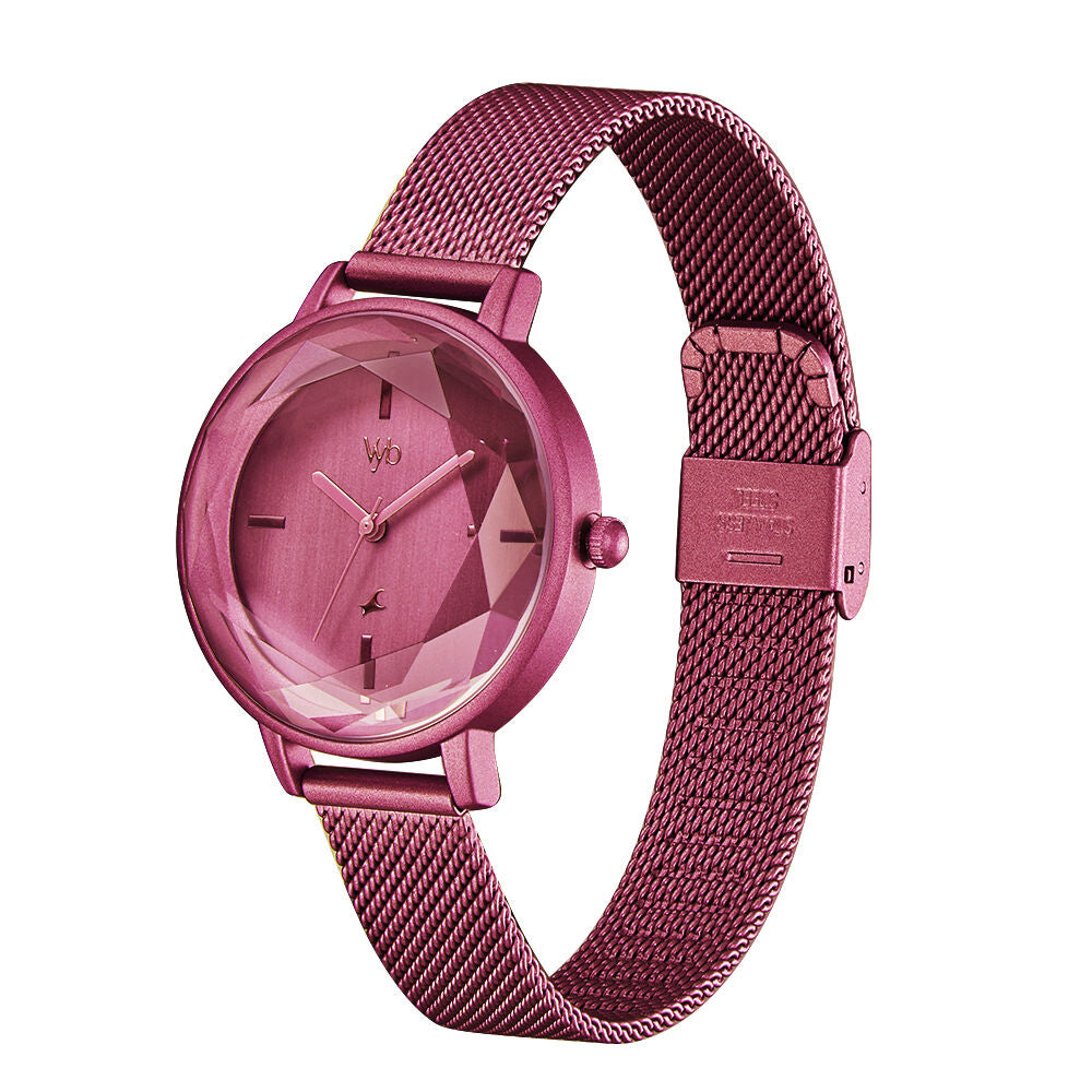 Fastrack Vyb Aurora Quartz Analog Pink Dial Stainless Steel Strap Watch for Girls FV60010QM02W