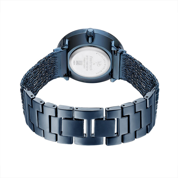 Fastrack Vyb Flare Quartz Analog Blue Dial Metal Strap Watch for Girls FV60011QM01W