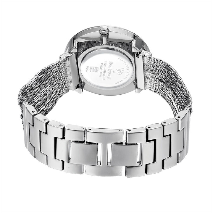 Fastrack Vyb Flare Quartz Analog Silver Dial Metal Strap Watch for Girls FV60011SM01W