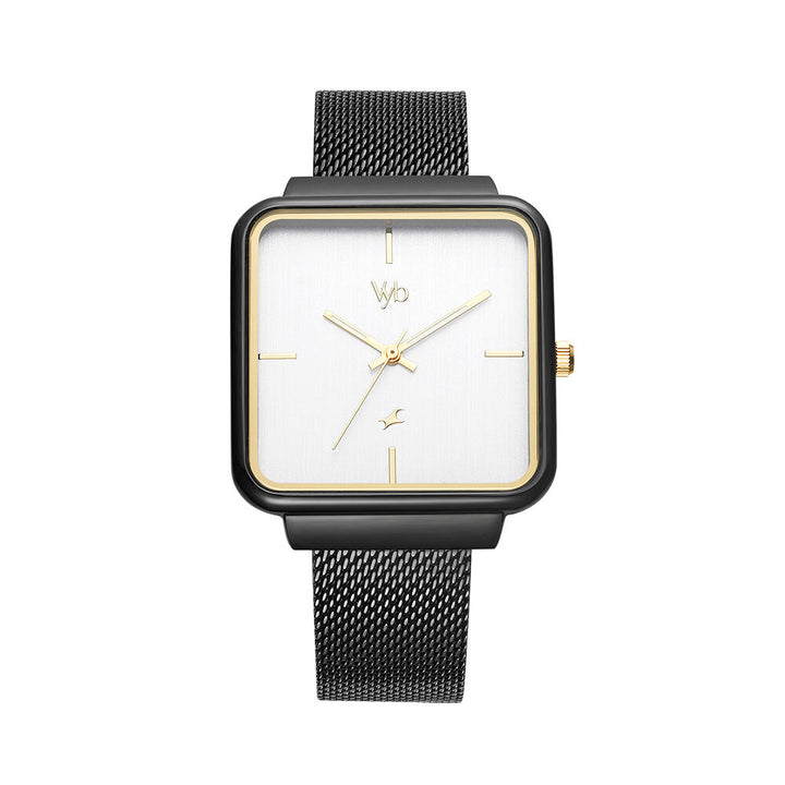 Fastrack Vyb Minimalist Quartz Analog Silver Dial Stainless Steel Strap Watch for Girls FV60012KM01W