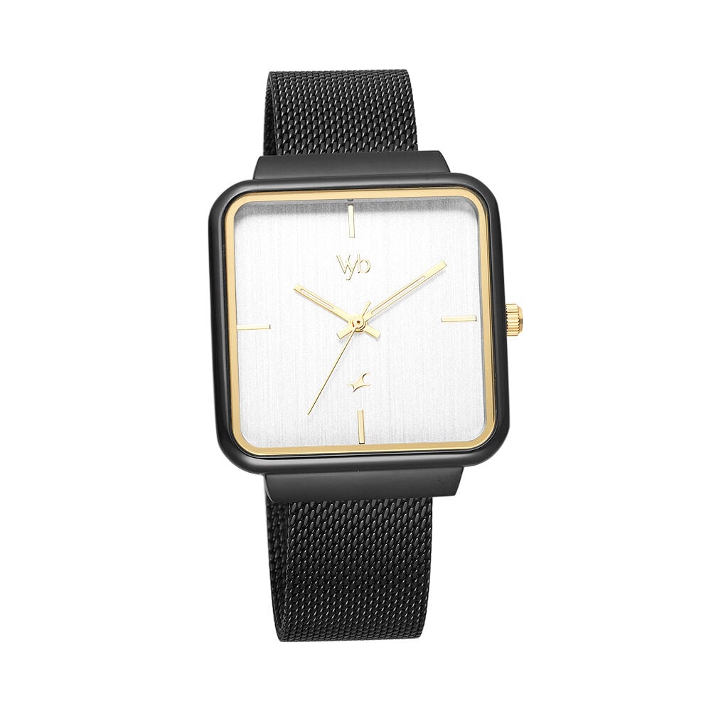 Fastrack Vyb Minimalist Quartz Analog Silver Dial Stainless Steel Strap Watch for Girls FV60012KM01W