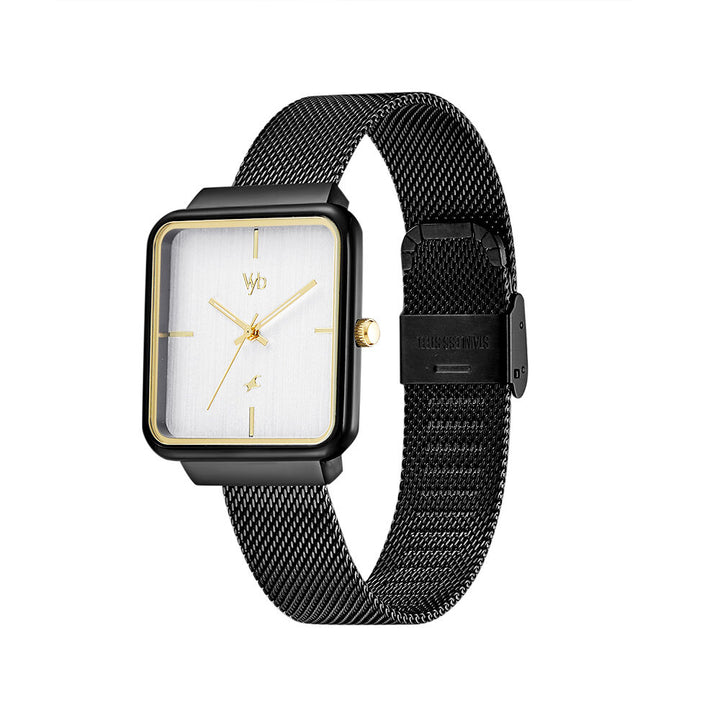 Fastrack Vyb Minimalist Quartz Analog Silver Dial Stainless Steel Strap Watch for Girls FV60012KM01W