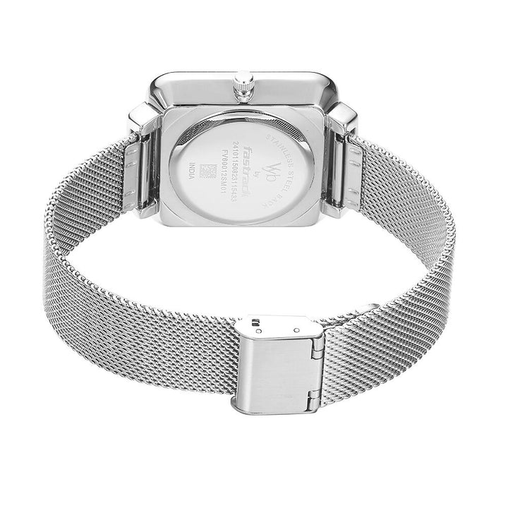 Fastrack Vyb Minimalist Quartz Analog Silver Dial Stainless Steel Strap Watch for Girls FV60012SM01W