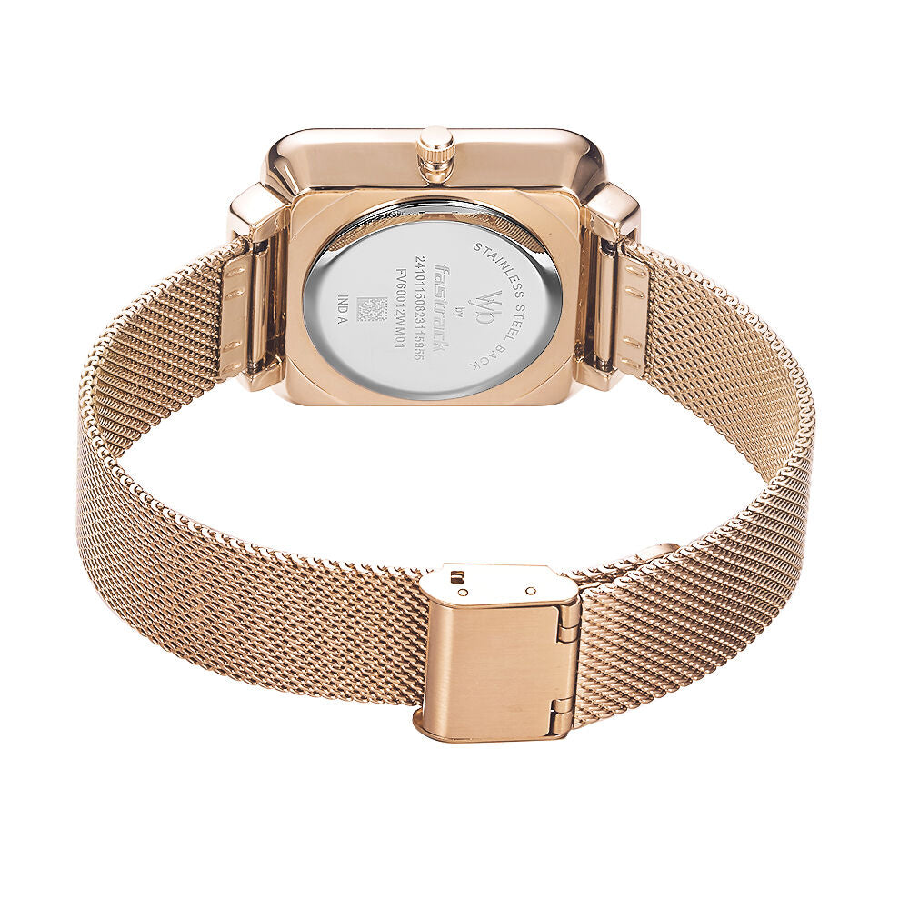 Fastrack Vyb Minimalist Quartz Analog Black Dial Stainless Steel Strap Watch for Girls FV60012WM01W