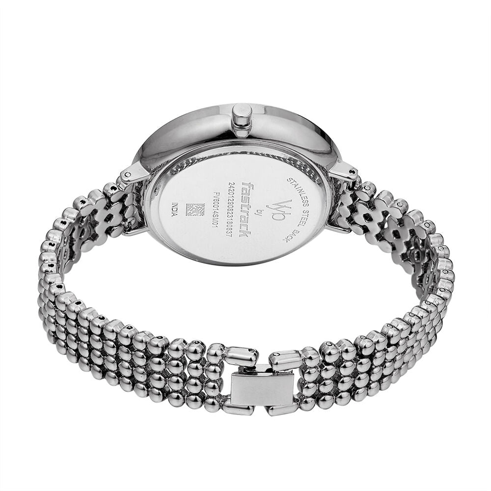 Fastrack Vyb Iconique Quartz Analog Black Dial Metal Strap Watch for Girls FV60014SM01W