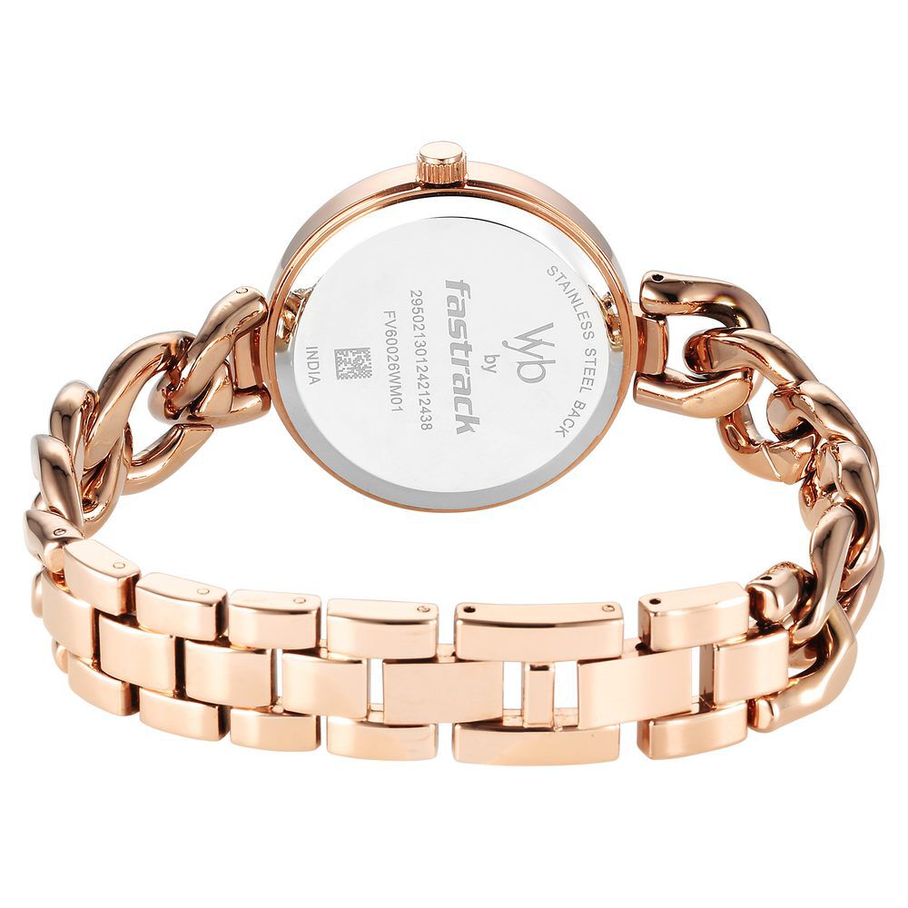 Fastrack Vyb Showstopper Quartz Analog Mother Of Pearl Dial Metal Strap Watch for Girls FV60026WM01W