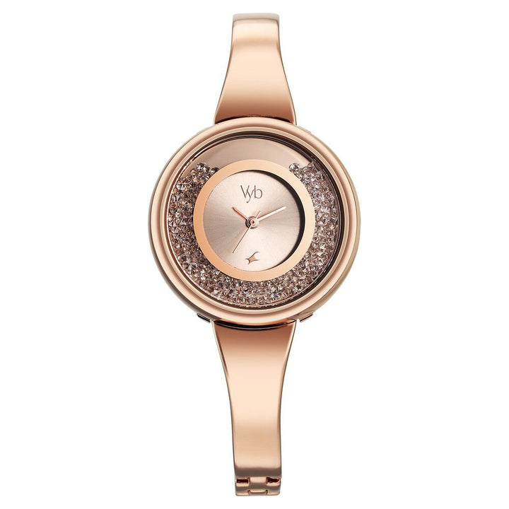 Fastrack Fastrack Vyb Diva Quartz Analog Rose Gold Dial Rose Gold Metal Strap Watch For Women FV60028WM01W
