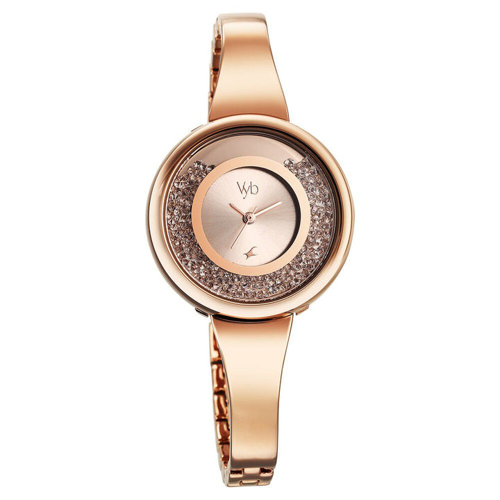Fastrack Fastrack Vyb Diva Quartz Analog Rose Gold Dial Rose Gold Metal Strap Watch For Women FV60028WM01W