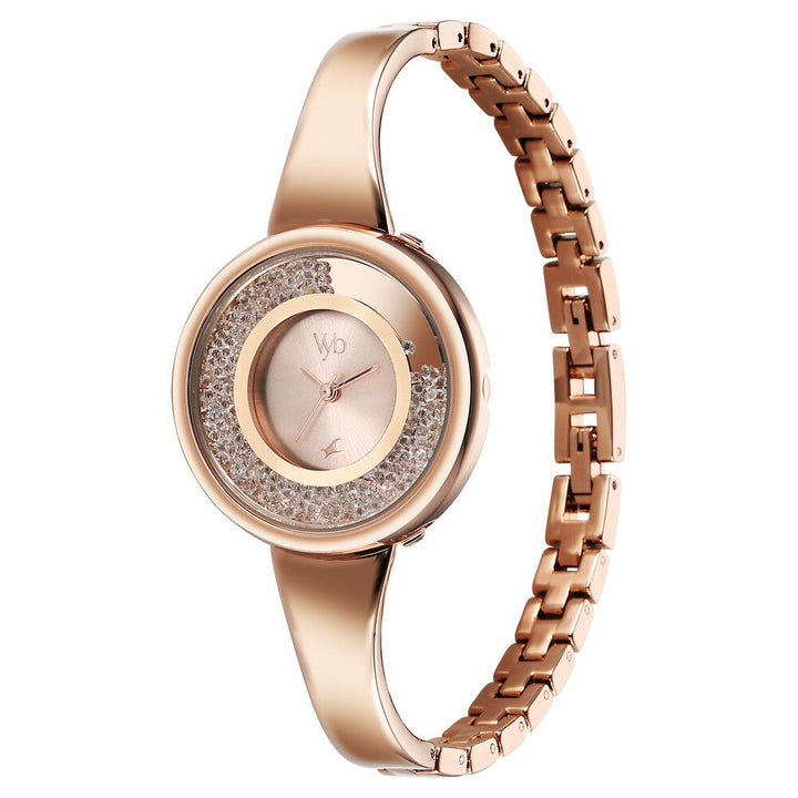 Fastrack Fastrack Vyb Diva Quartz Analog Rose Gold Dial Rose Gold Metal Strap Watch For Women FV60028WM01W
