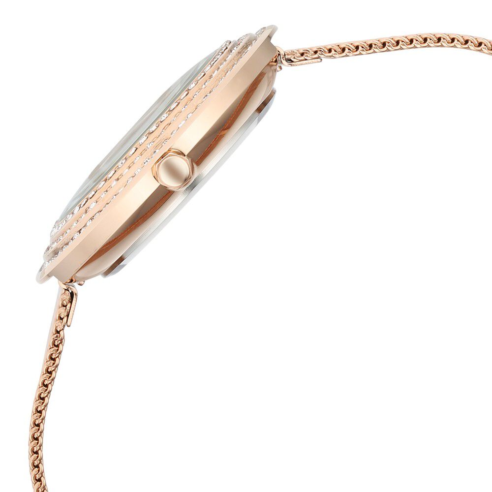 Fastrack Fastrack Vyb Iconique Quartz Analog Black Dial Rose Gold Metal Strap Watch For Women FV60030WM02W