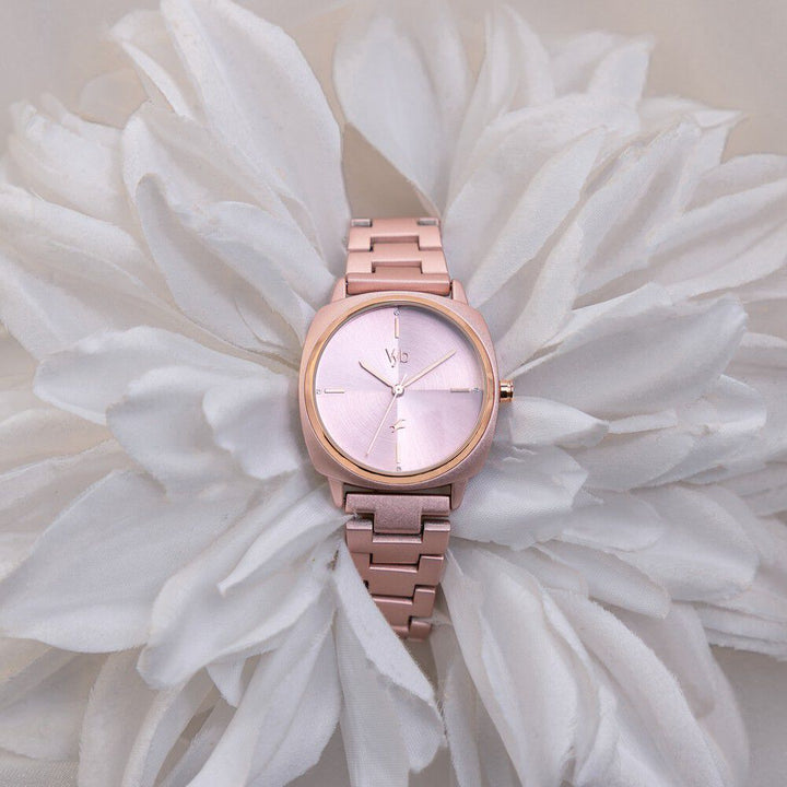 Fastrack Vyb Slayer Quartz Analog Pink Dial Metal Strap Watch for Girls FV60033KM02W