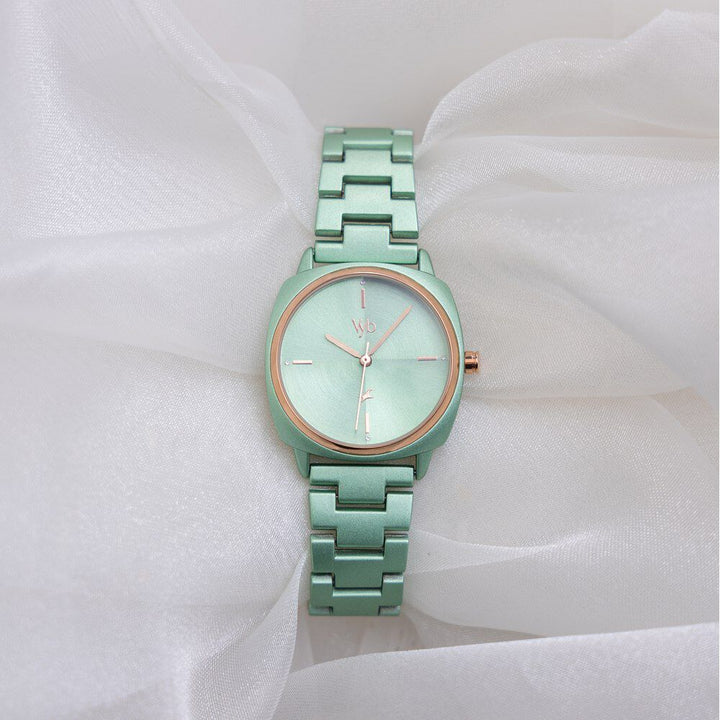 Fastrack Vyb Slayer Quartz Analog Green Dial Metal Strap Watch for Girls FV60033KM03W