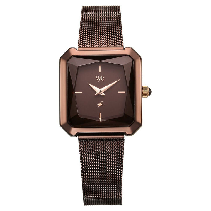 Fastrack Vyb Flare Quartz Analog Brown Dial Stainless Steel Strap Watch for Girls FV60036QM01W