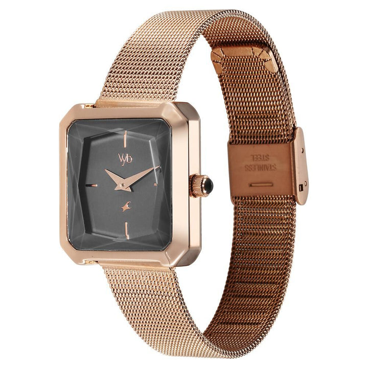 Fastrack Vyb Flare Quartz Analog Grey Dial Stainless Steel Strap Watch for Girls FV60036WM01W