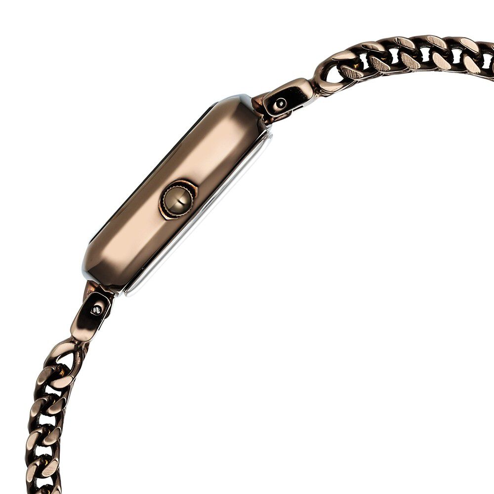 Fastrack Vyb Showstopper Quartz Analog Golden Dial Brown Metal Strap Watch For Girls FV60042QM01W