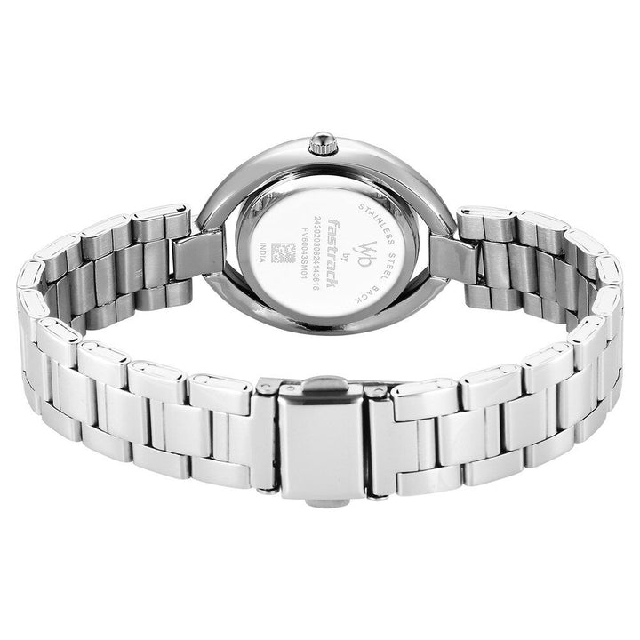 Fastrack Vyb Celeste Quartz Analog Mother of Pearl Dial Silver Color Metal Strap Watch For Girls FV60043SM01W